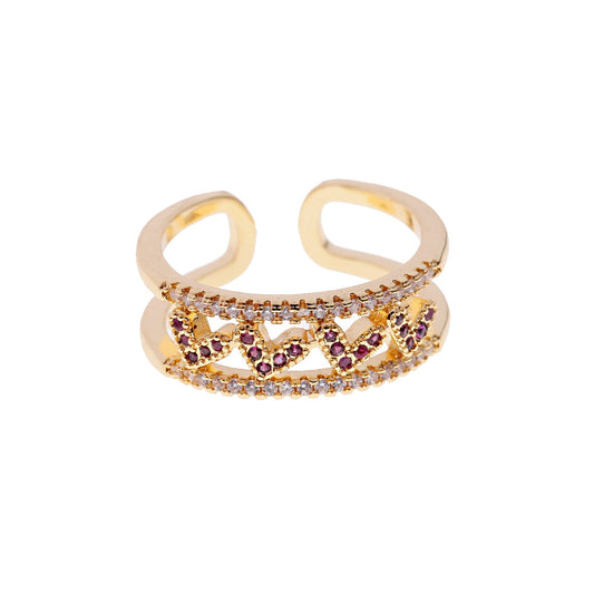 Luxus Love Shape Ringe Brief Geometrische Kupfer Ringe für Frauen Gold Farbe CZ Ring Mode-Schmuck 2020
